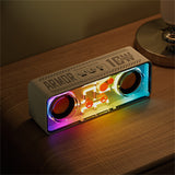 Dual horn transparent mecha wireless Bluetooth speaker cyberpunk style dazzling colored lights, small steel cannon, subwoofer