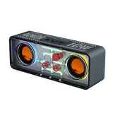 Dual horn transparent mecha wireless Bluetooth speaker cyberpunk style dazzling colored lights, small steel cannon, subwoofer